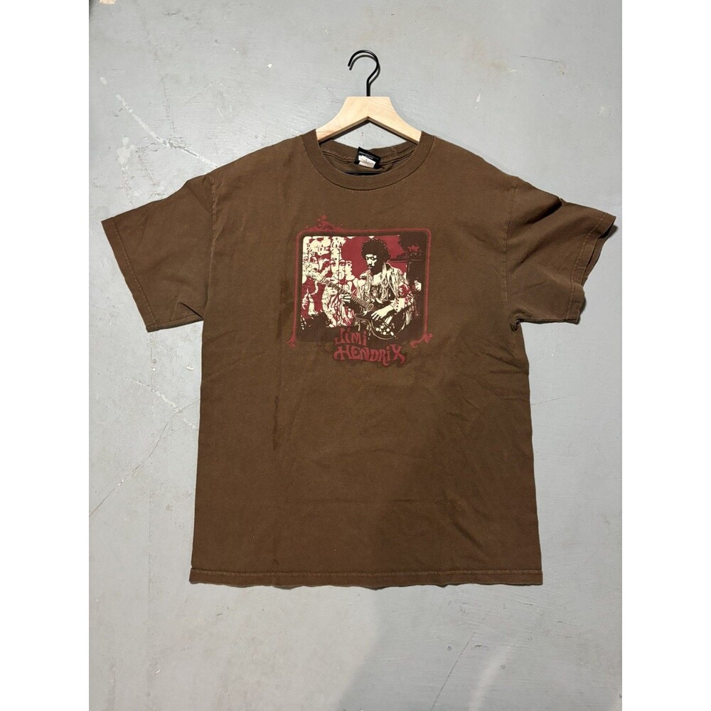 Vintage Jimi Hendrix Y2K Hybrid Tees Brown T-shirt Size Large Band Shirt